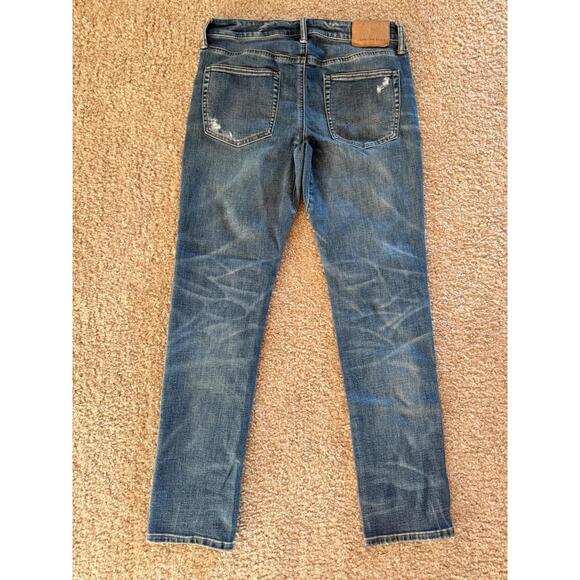 American Eagle Airflex+ Patched Ripped Slim Straight Jeans Men’s 32x32 Blue Dist - Picture 8 of 8